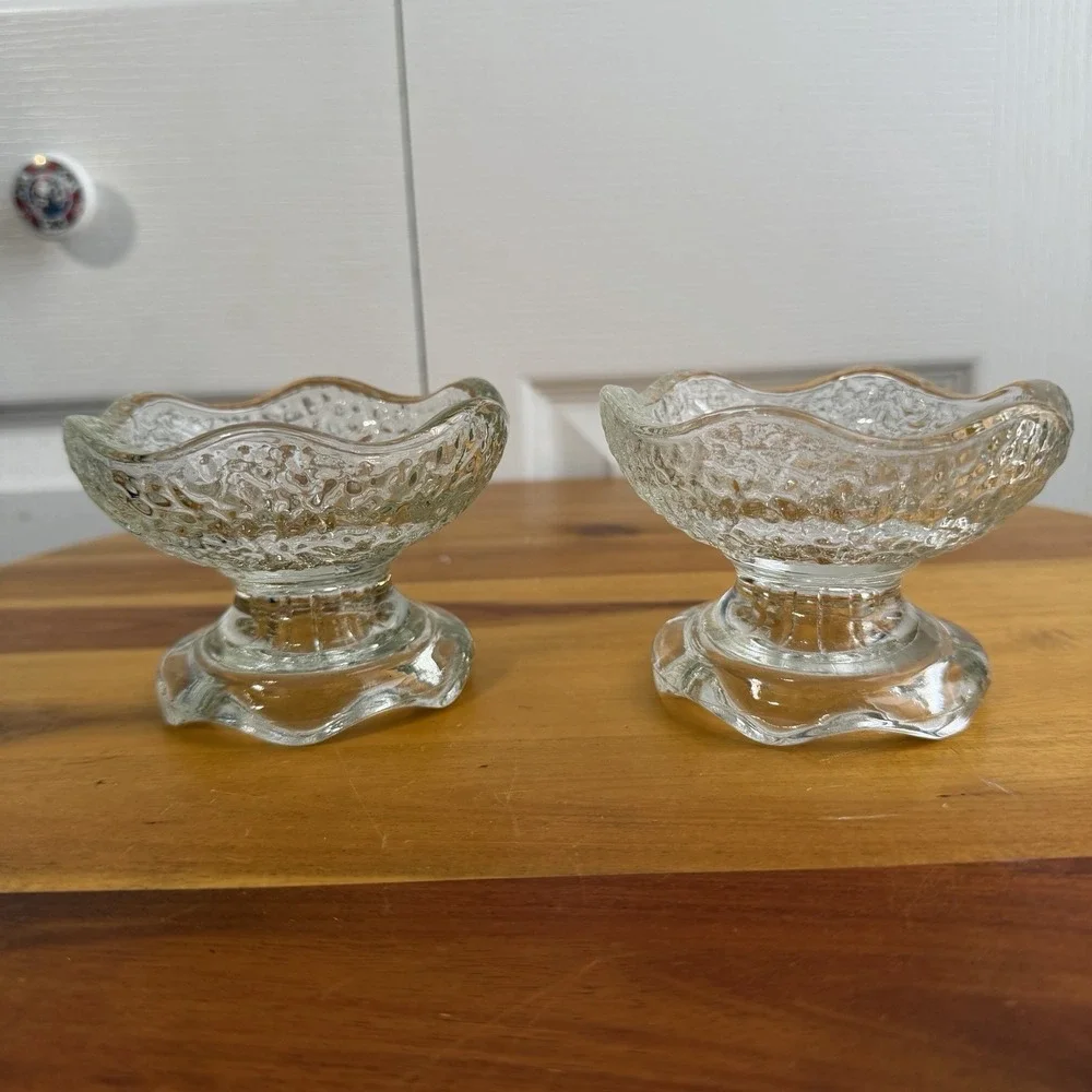 Anchor Hocking Stax Clear Pebble Glass Candle Holders Set Of 2 Granny Cottage